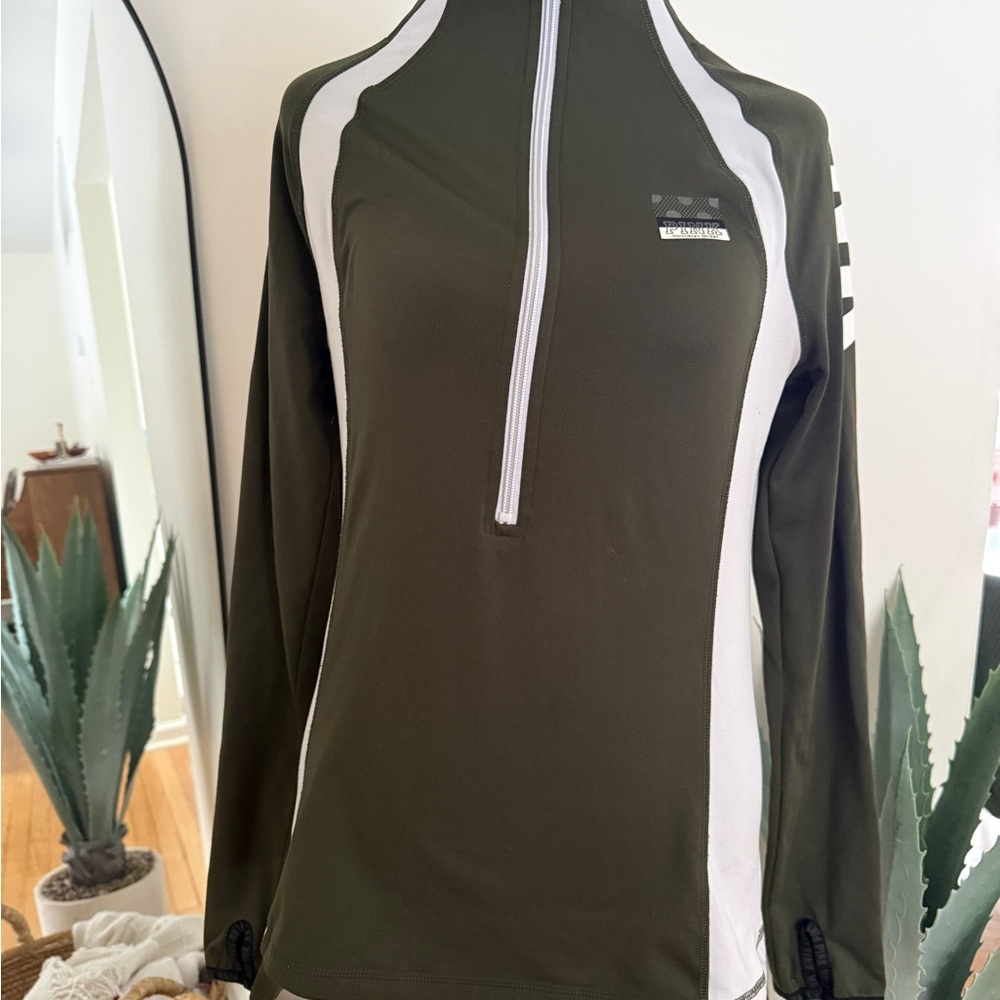 PINK VICTORIA’S SECRET Olive and White Quarter-Zip Athletic Pullover